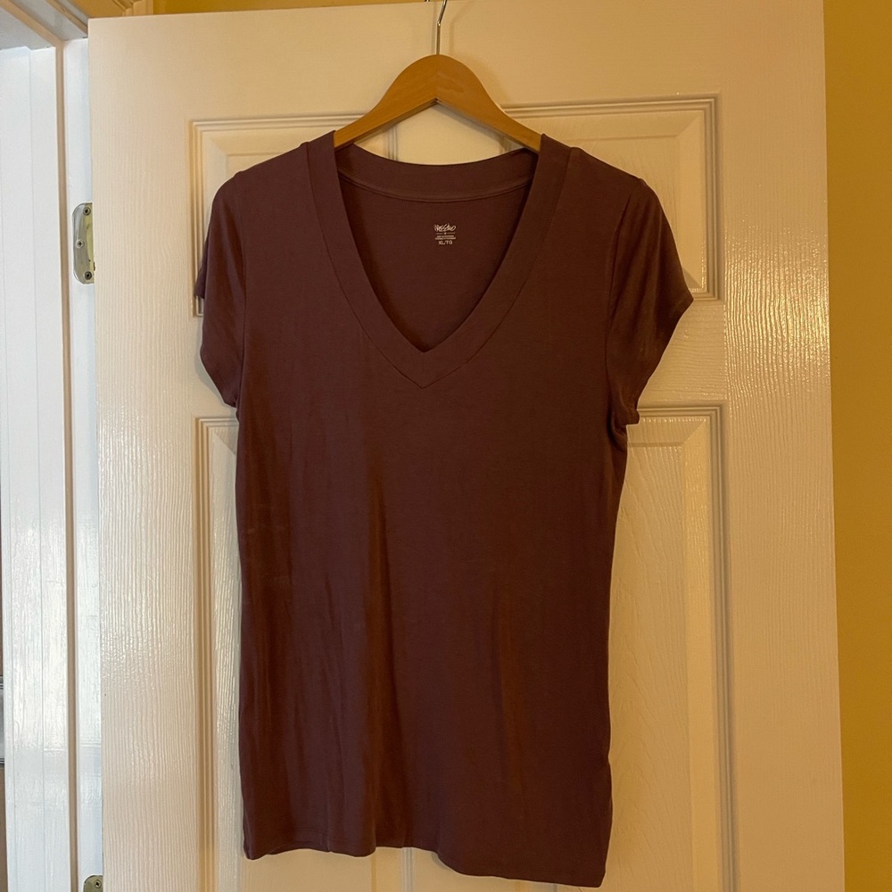 Merona Women's V-Neck Short Sleeve Top - Brown